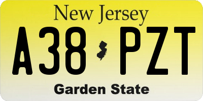 NJ license plate A38PZT