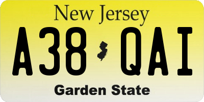 NJ license plate A38QAI