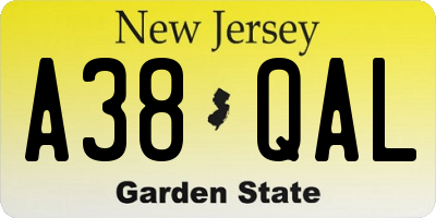 NJ license plate A38QAL