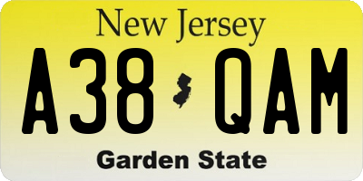 NJ license plate A38QAM