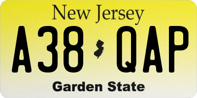 NJ license plate A38QAP