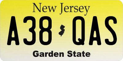 NJ license plate A38QAS