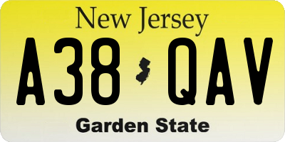 NJ license plate A38QAV