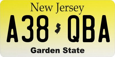 NJ license plate A38QBA