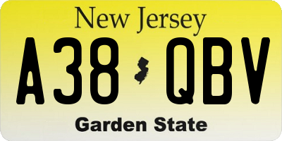 NJ license plate A38QBV