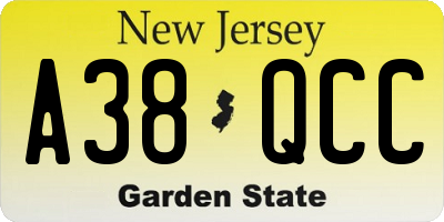 NJ license plate A38QCC