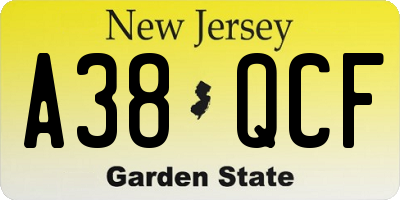 NJ license plate A38QCF