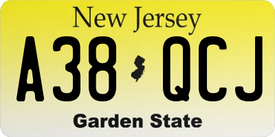 NJ license plate A38QCJ