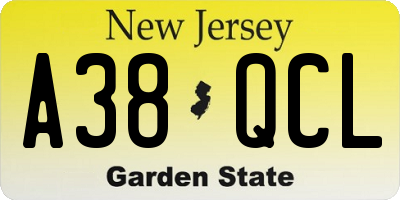 NJ license plate A38QCL