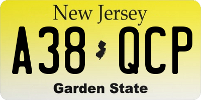 NJ license plate A38QCP