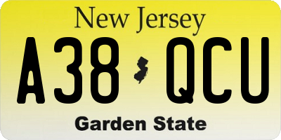 NJ license plate A38QCU
