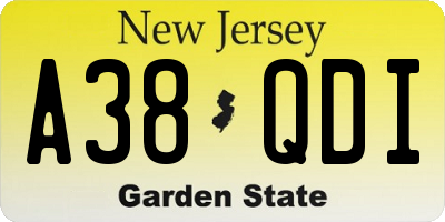 NJ license plate A38QDI
