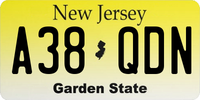 NJ license plate A38QDN