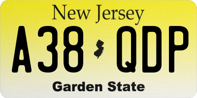 NJ license plate A38QDP