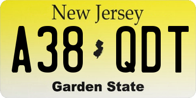 NJ license plate A38QDT