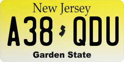 NJ license plate A38QDU