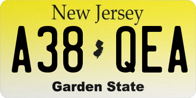 NJ license plate A38QEA