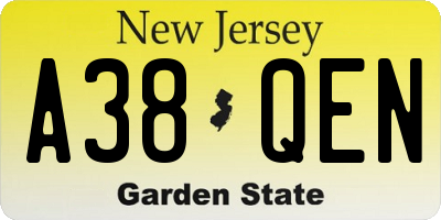 NJ license plate A38QEN