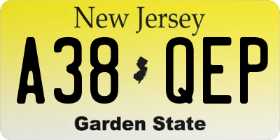 NJ license plate A38QEP