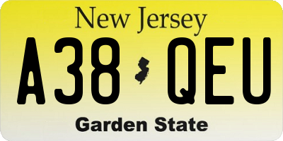 NJ license plate A38QEU