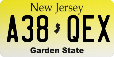 NJ license plate A38QEX