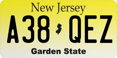 NJ license plate A38QEZ