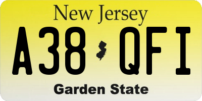 NJ license plate A38QFI