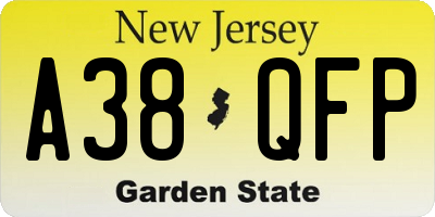 NJ license plate A38QFP