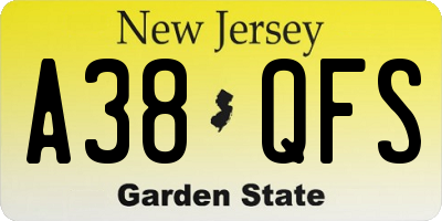 NJ license plate A38QFS