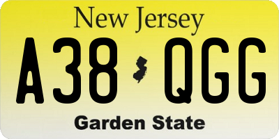 NJ license plate A38QGG