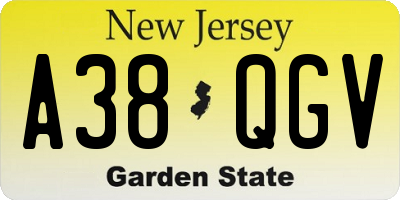 NJ license plate A38QGV