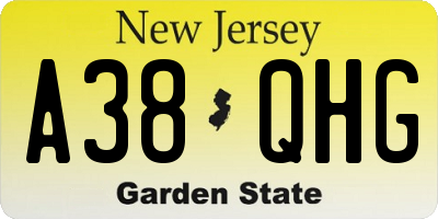 NJ license plate A38QHG