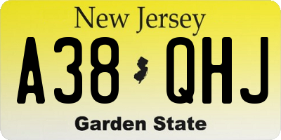 NJ license plate A38QHJ