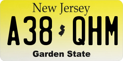NJ license plate A38QHM