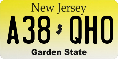 NJ license plate A38QHO