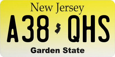 NJ license plate A38QHS