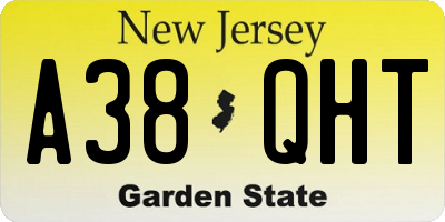 NJ license plate A38QHT