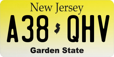 NJ license plate A38QHV