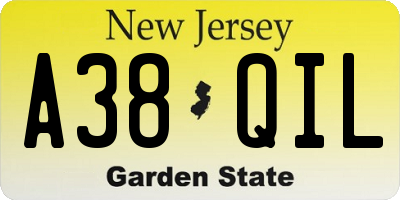 NJ license plate A38QIL