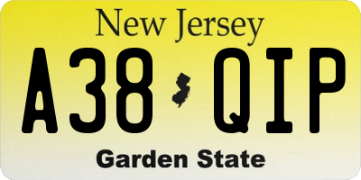 NJ license plate A38QIP