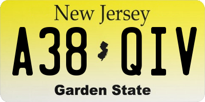 NJ license plate A38QIV