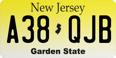 NJ license plate A38QJB