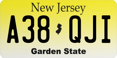 NJ license plate A38QJI