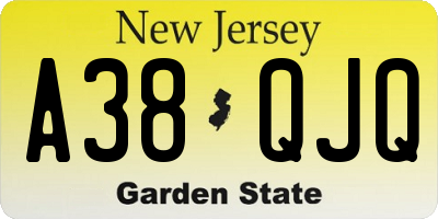 NJ license plate A38QJQ