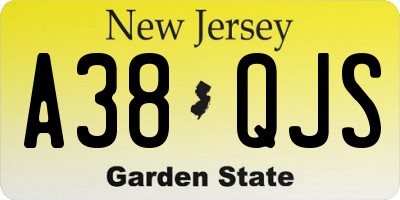 NJ license plate A38QJS