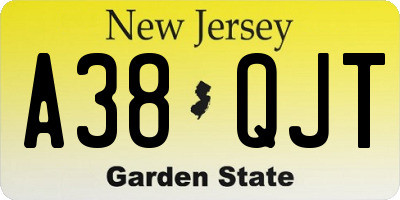 NJ license plate A38QJT