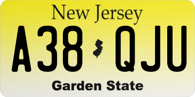 NJ license plate A38QJU