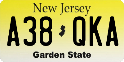 NJ license plate A38QKA