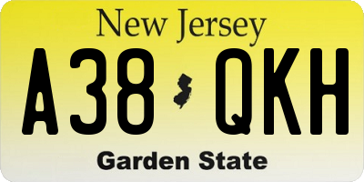 NJ license plate A38QKH