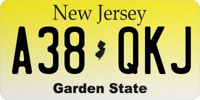 NJ license plate A38QKJ